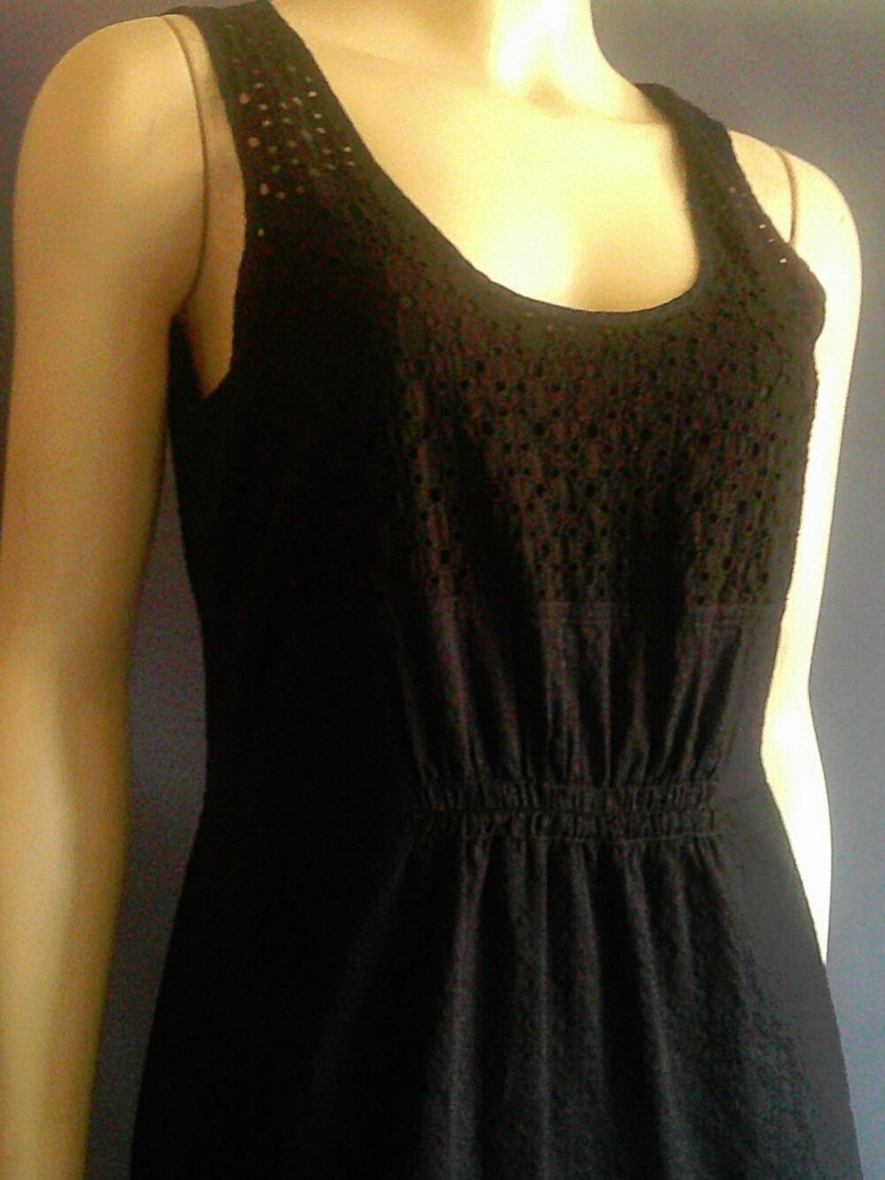 Madewell Black Eyelet Lovesong Cotton Sleeveless Summer Tank Dress 6 - Picture 6 of 12